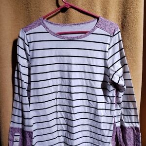 Chic Striped Top with Purple Leopard Accents